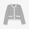 Maje Maracasse Striped Stretch-knit Cardigan -Whistlkes Style R04190017 BLEUS M