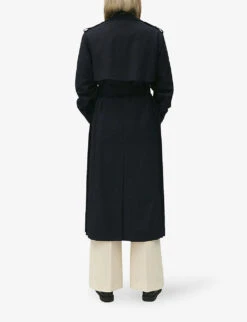 CLAUDIE PIERLOT Gina Monogram-print Double-breasted Stretch-woven Coat -Whistlkes Style R04190063 BLEUS ALT03