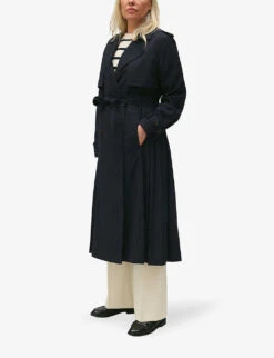 CLAUDIE PIERLOT Gina Monogram-print Double-breasted Stretch-woven Coat -Whistlkes Style R04190063 BLEUS ALT04