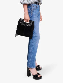 Maje Penelope Straight-leg Stretch-denim Jeans -Whistlkes Style R04190327 BLEUS ALT02