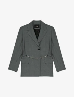 Maje Villanette Chain-belt Stretch Woven-blend Blazer