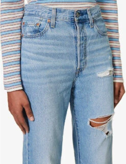 Levis Ribcage Distressed Straight-leg High-rise Jeans 13 Levis Ribcage Distressed Straight-leg High-rise Jeans -Whistlkes Style R04191397 Z5993MEDIUMINDIGO ALT04