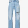 Levis Ribcage Distressed Straight-leg High-rise Jeans