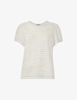 Whistlkes Style 11 Whistles Broderie Puff-sleeve Relaxed-fit Stretch-cotton Top