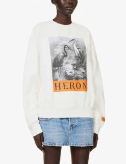 Branded-print Relaxed-fit Cotton Sweatshirt -Whistlkes Style R04192047 WHITEBLACK ALT02