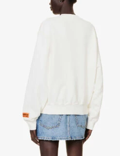 Branded-print Relaxed-fit Cotton Sweatshirt -Whistlkes Style R04192047 WHITEBLACK ALT03