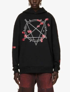 Charli Cohen X Diablo IV Graphic-print Relaxed-fit Organic-cotton Hoody -Whistlkes Style R04192232 BLACKRED ALT02
