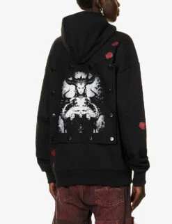 Charli Cohen X Diablo IV Graphic-print Relaxed-fit Organic-cotton Hoody -Whistlkes Style R04192232 BLACKRED ALT03