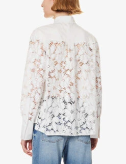 ME AND EM Floral-embroidered Recycled-polyester-blend Blouse -Whistlkes Style R04194879 SOFTWHITE ALT03