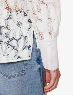 ME AND EM Floral-embroidered Recycled-polyester-blend Blouse -Whistlkes Style R04194879 SOFTWHITE ALT05