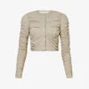 Palm Angels Ruched Slim-fit Stretch-woven Cardigan