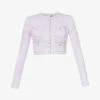 SELF PORTRAIT Sequin-embellished Cropped Cotton And Wool-blend Knitted Cardigan