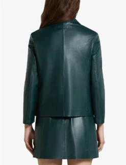 Marni Single-breasted Notch-lapel Leather Jacket -Whistlkes Style R04196440 SPHERICALGREEN ALT03