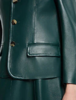 Marni Single-breasted Notch-lapel Leather Jacket -Whistlkes Style R04196440 SPHERICALGREEN ALT04