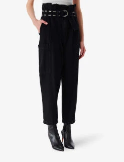 IRO Malti Belted Tapered-leg Mid-rise Denim Jeans -Whistlkes Style R04196522 BLA01 ALT02