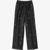 Sandro Rhinestone-embellished Wide-leg Silk-blend Trousers -Whistlkes Style R04197503 NOIRGRIS M
