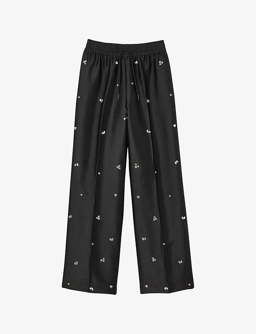 Sandro Rhinestone-embellished Wide-leg Silk-blend Trousers 3 Sandro Rhinestone-embellished Wide-leg Silk-blend Trousers