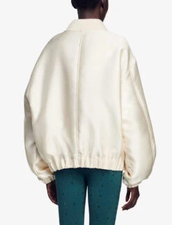 Sandro Turbigo Boxy-fit Ribbed-collar Woven Jacket -Whistlkes Style R04197679 NATURELS ALT03