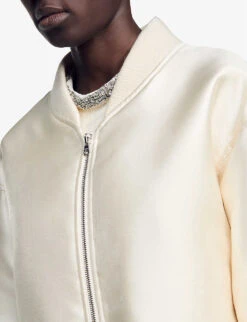 Sandro Turbigo Boxy-fit Ribbed-collar Woven Jacket -Whistlkes Style R04197679 NATURELS ALT04