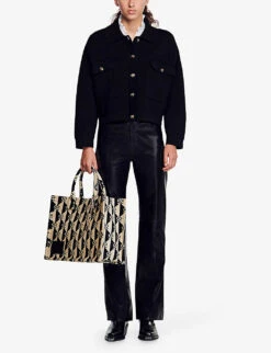 Sandro Marcel Button-embellished Stretch-knit Cropped Cardigan -Whistlkes Style R04197694 NOIRGRIS ALT01