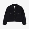 Sandro Marcel Button-embellished Stretch-knit Cropped Cardigan -Whistlkes Style R04197694 NOIRGRIS M