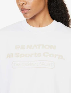 P.E NATION Base Down Logo-print Cotton-blend Sweatshirt 11 P.E NATION Base Down Logo-print Cotton-blend Sweatshirt -Whistlkes Style R04199843 OPTICWHITE ALT04