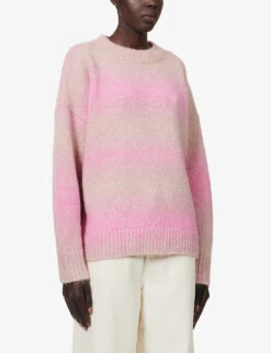 Rag & Bone Holly Striped Knitted Jumper -Whistlkes Style R04201904 PINKMULTI ALT02