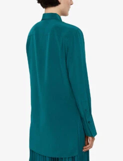 Joseph Bold Relaxed-fit Silk-crepe Shirt -Whistlkes Style R04203797 DARKTEAL ALT03