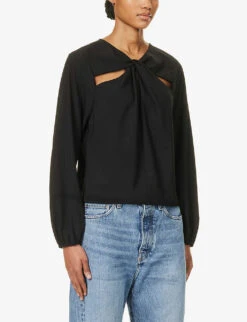 RAILS Eli Cut-out Regular-fit Woven Blouse -Whistlkes Style R04204737 BLACK ALT02
