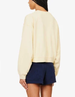 Tennis Graphic-print Cotton-jersey Jumper -Whistlkes Style R04205022 ALMOND ALT03