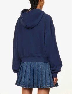 Tennis Club Logo-print Relaxed-fit Cotton Hoody -Whistlkes Style R04205024 NAVY ALT03