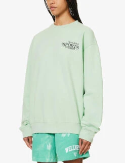 Bardot Club Logo-print Relaxed-fit Cotton-jersey Sweatshirt -Whistlkes Style R04205103 THYMEBLACK ALT02