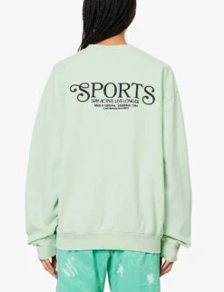 Bardot Club Logo-print Relaxed-fit Cotton-jersey Sweatshirt -Whistlkes Style R04205103 THYMEBLACK ALT03