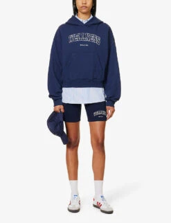 Wellness Ivy Slogan-embroidered Cotton-jersey Hoody -Whistlkes Style R04205122 NAVYWHITE ALT01