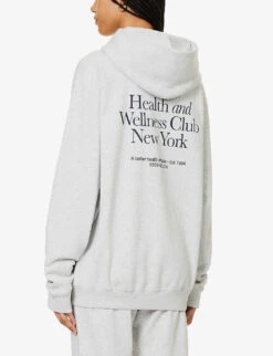HWCNY Logo-print Relaxed-fit Cotton-blend Hoody -Whistlkes Style R04205131 HEATHERGRAYNAVY ALT03