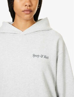 HWCNY Logo-print Relaxed-fit Cotton-blend Hoody -Whistlkes Style R04205131 HEATHERGRAYNAVY ALT04